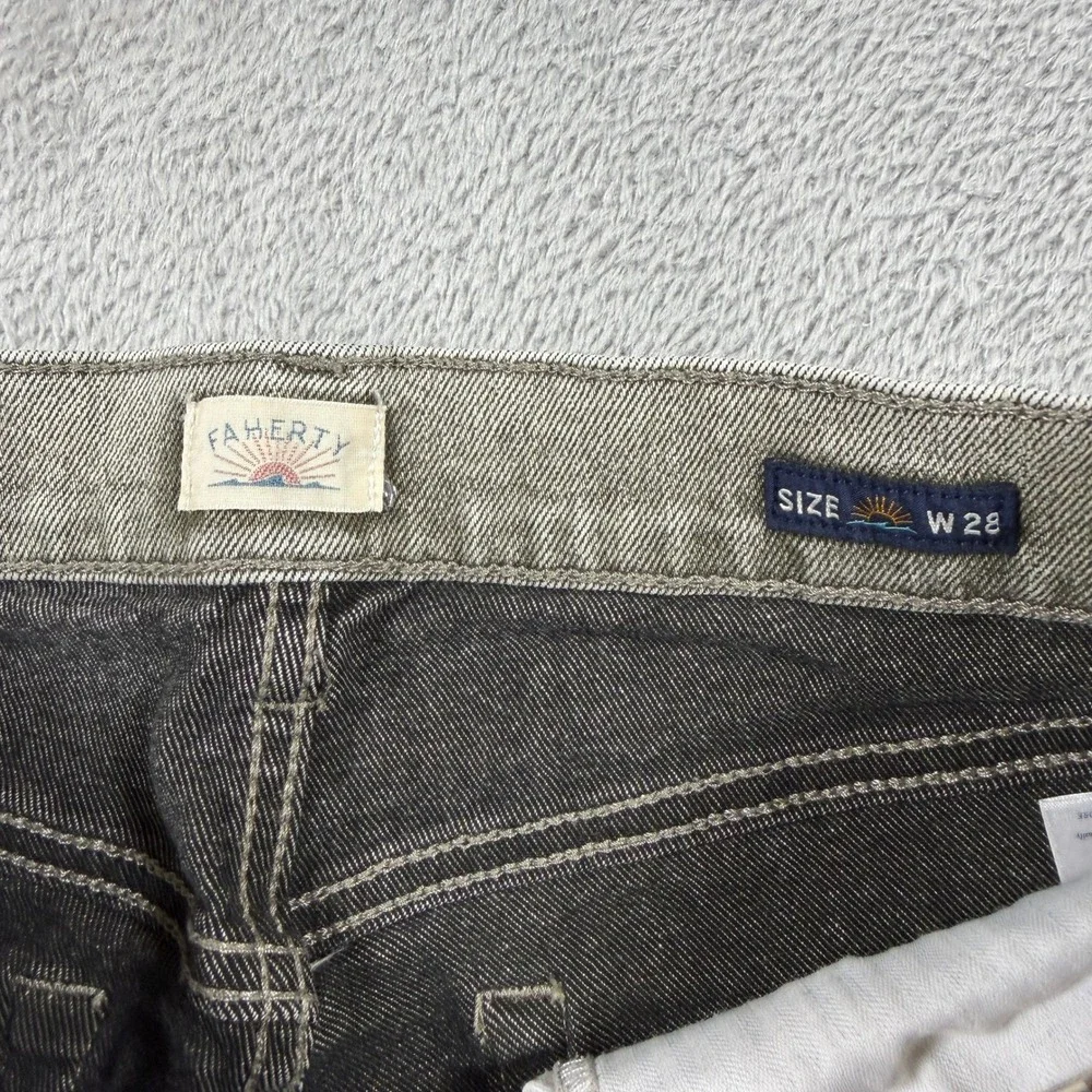 Faherty Jeans Womens 28x29 Gray Slim Straight Gray Sunwashed Denim WBS2506-OHW